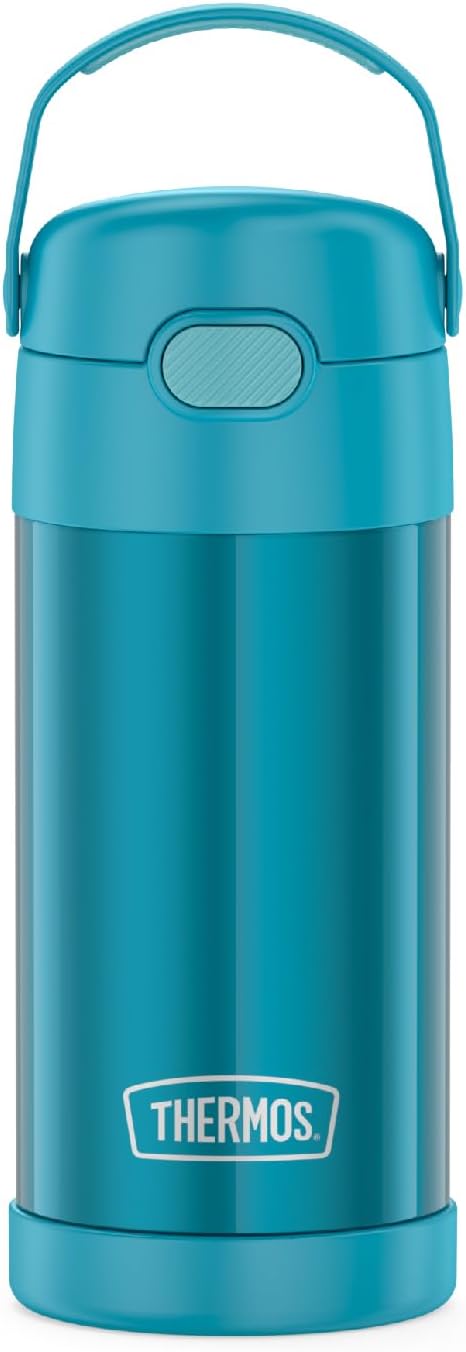 THERMOS FUNTAINER Water Bottle with Straw - 12 Ounce - Kids Stainless Steel Vacuum Insulated Water Bottle with Lid,Teal,(Pack of 6)