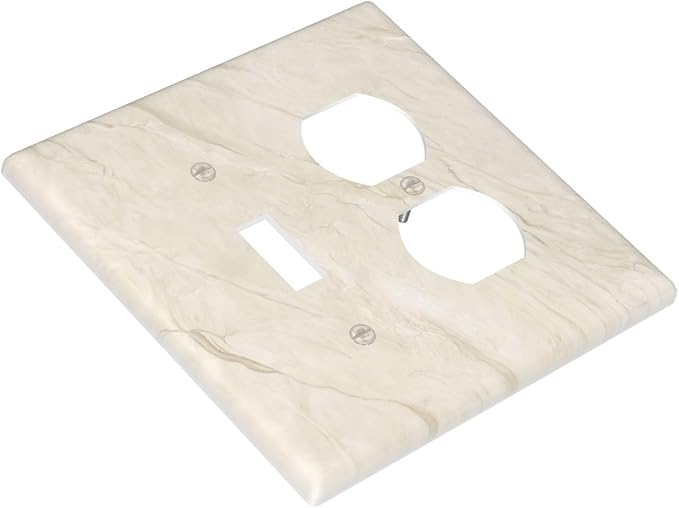 White Taupe Marble Abstract Luxury Wallplates 1 Toggle 1 Duplex Switch Plate Electrical GFCI Faceplate Decorative Light Switch Covers for Bathroom Kitchen Home Decor