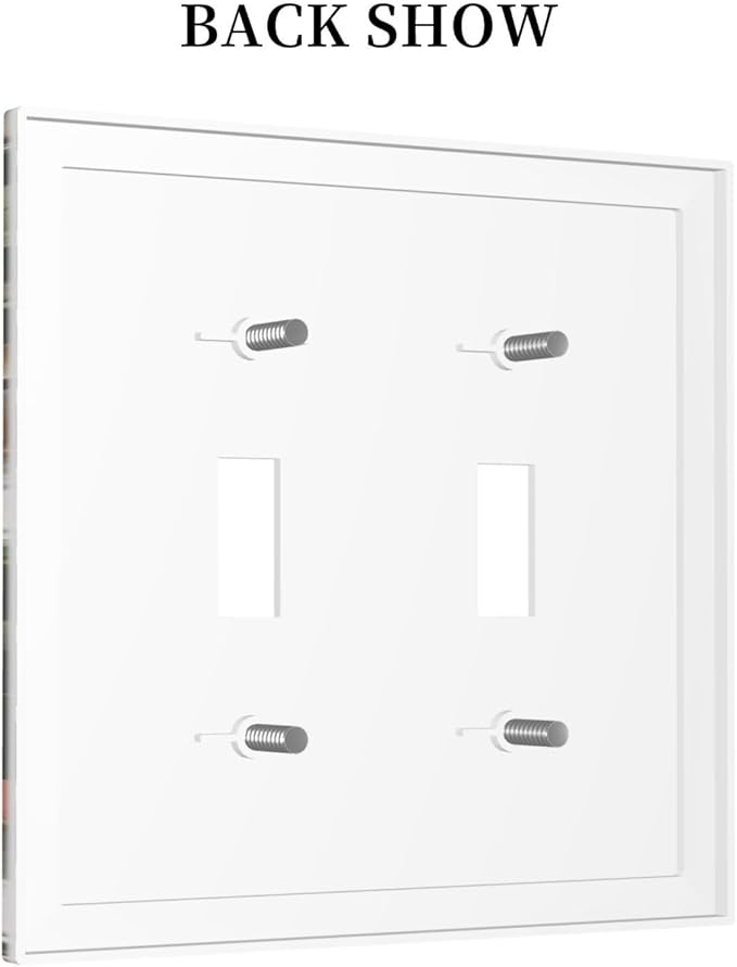 Cute Vintage Gothic Black Boho Mushroom Double Toggle Wall Plate Hippie Bohemian Plant Fungus Forest Floral Botanical Decorative 2-Gang Light Switch Cover Electrical Receptacle Outlet Face Plate Cover