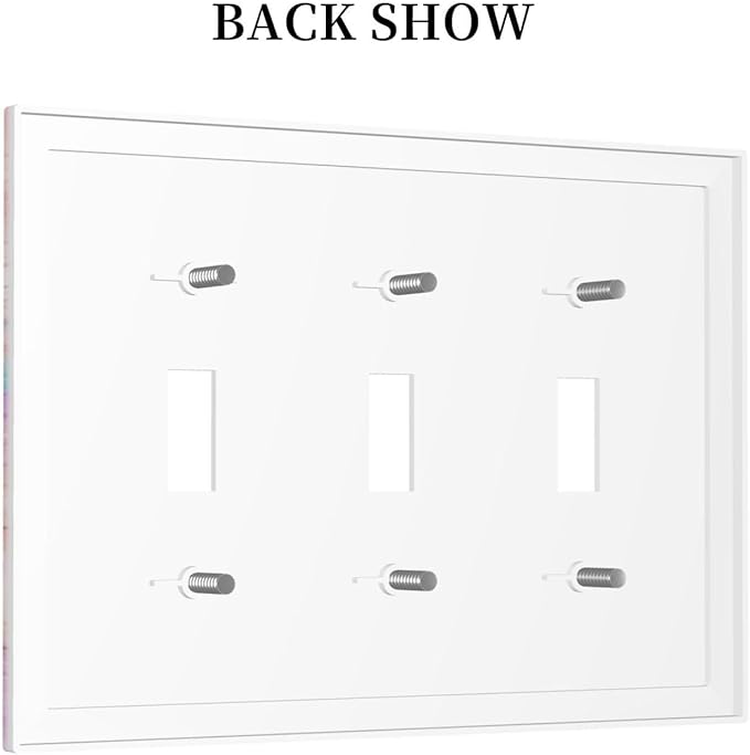 Decorative Switch Plate Covers Cute Marble Texture 3 Gang Light Switch Cover Pink Purple Gold Abstract Triple Toggle Wall Plate Electrical Faceplate for Kids Girls Nursery Bedroom Home Decor