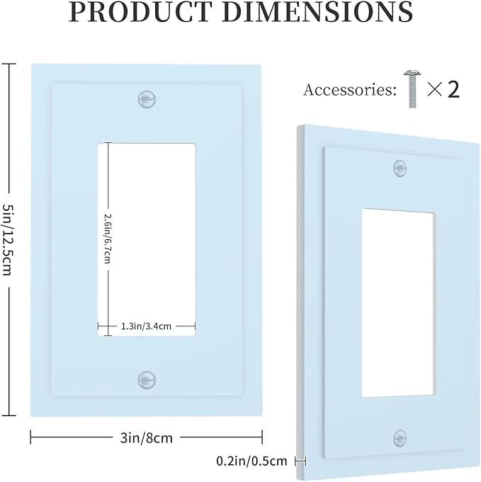Decorative Royal/Light/Navy Blue 1 Gang Rocker/Decorator Outlet Light Switch Wall Plate Cover, Trendy Modern Solid Teal/Aqua Blue GFCI Outlet Switch Face Wallplate Covers