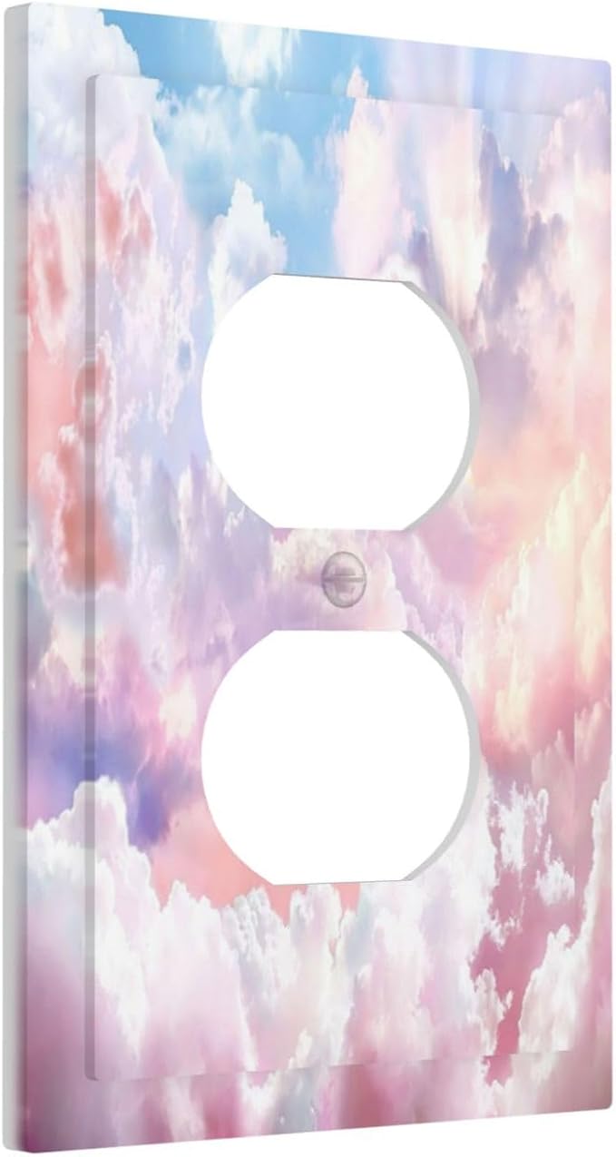 Colorful Abstract Clouds 1 Gang Wall Plate Single Duplex Outlet Cover Receptacle Decorative Light Switch Cover Plate Electrical Faceplate Socket for Bedroom Bathroom Kitchen Decor
