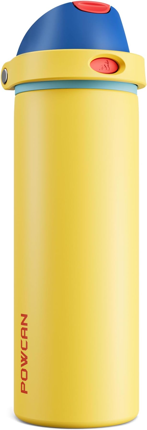 POWCAN 24 oz Stainless Steel Water Bottle: 2-in-1 Push-Button Spout & Quick-Flip Straw, Leakproof, Cold 24Hrs, Fits Car Cup Holder, Insulated Sports Water Bottle for Women, Girls (Red Apple Charm)
