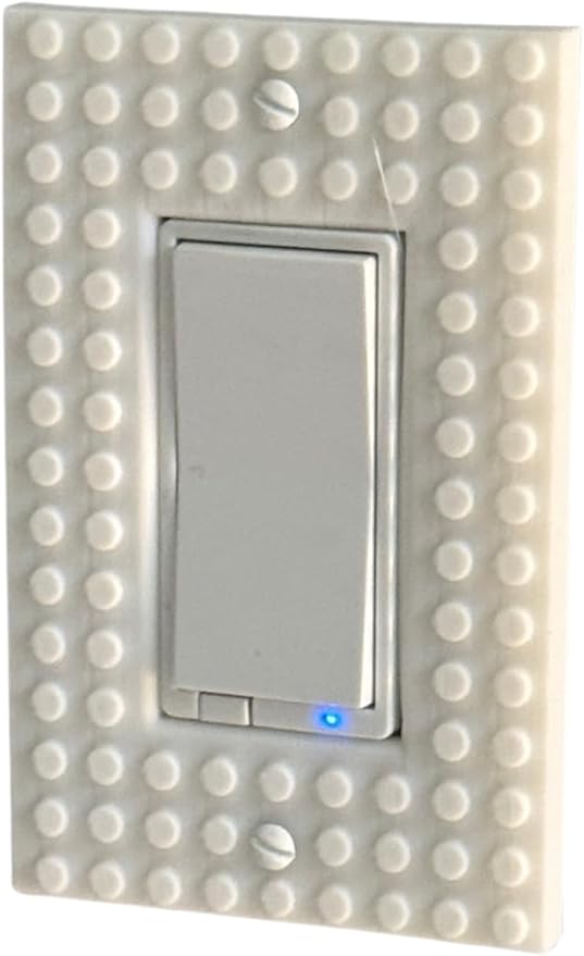 Brick Wall Plate, Rocker Toggle Light Switch Cover for Kids Bedroom, Game Room, 1-Gang (White)