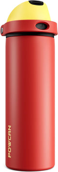 POWCAN 24 oz Travel Water Bottle: 2-in-1 Push-Button Spout & Quick-Flip Straw, Leakproof, Cold 24Hrs, Fits Car Cup Holder, Stainless Steel Cup for Sports, School, Commute, Camping (Mouse's Mischief)