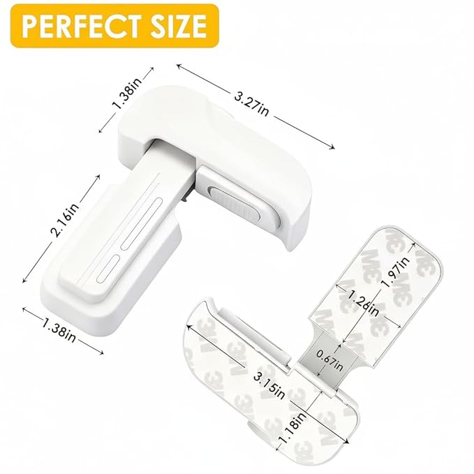 2-Pack Fridge Lock for Kids, Baby Proof Refrigerator Lock & Freezer Lock, Dual Mode Fridge Child Lock, Refrigerator Door Lock to Keep Freezer Door Closed, Toddler & Pet Safe (White)