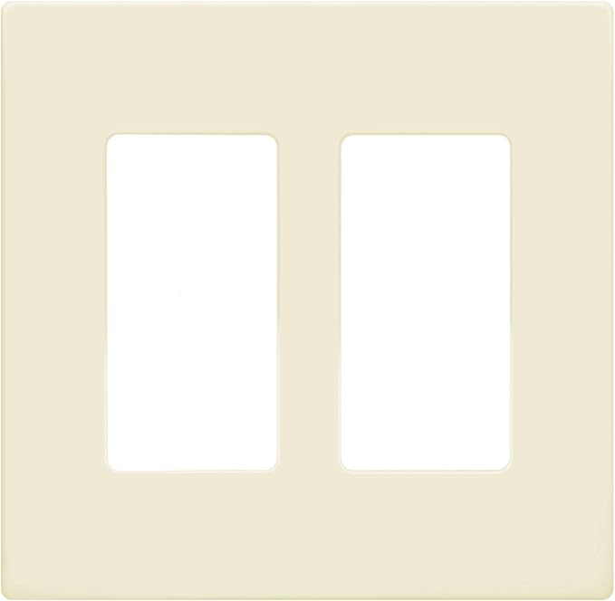 ENERLITES Screwless Decorator Wall Plate Child Safe Outlet Cover, Size 2-Gang 4.68" H x 4.73" L, Unbreakable Polycarbonate Thermoplastic, SI8832-LA, Glossy, Light Almond