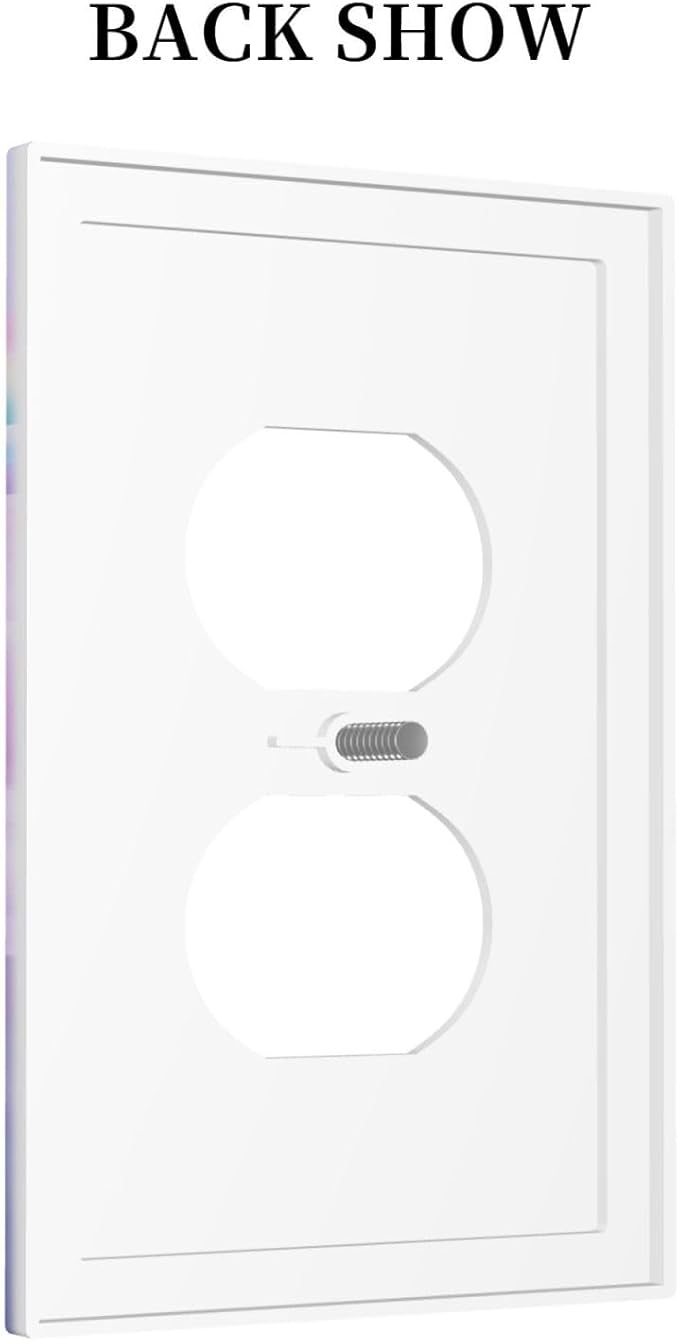 Rainbow in the Clouds 1 Gang Outlet Plate Duplex Decorative Pink Art Outlet Covers Purple Cloud Electrical Receptacle Lightswitch Faceplate Cute Dimmer for Bedroom Kidroom Nursery Decor