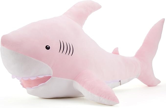 MorisMos 51inch Giant Shark Stuffed Animal, Large Shark Plush Toy Pillow Gift for Kids, Girlfriend, Pink