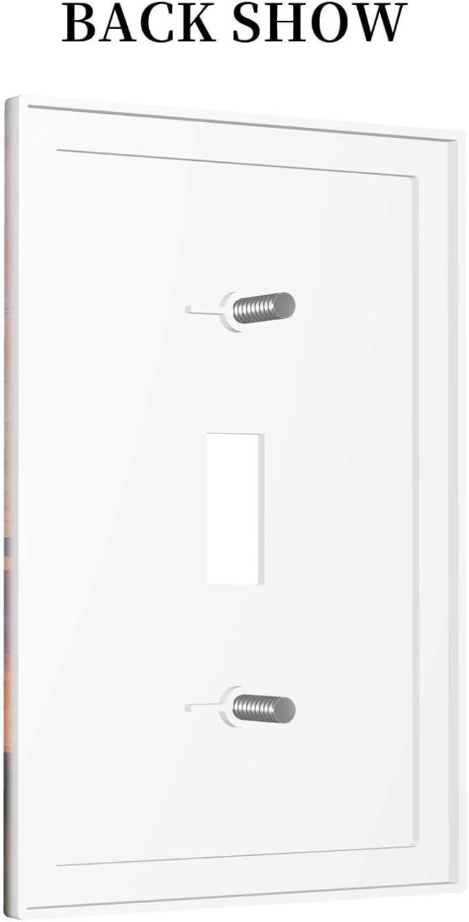 Abstract Sunset Dusk Natural Scenery Wild Flowers Decorative Light Switch Cover 1 Gang Single Toggle Device Electrical Faceplate Switchplates Decorator Outlet Wall Plate for Farmhouse Bedroom Decor
