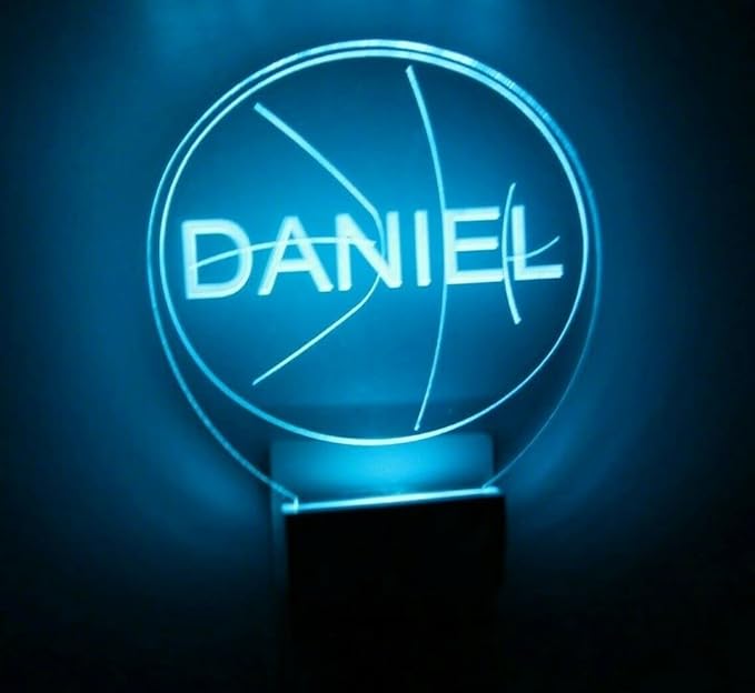Night Light Multi Color Personalized LED Plug-in, Ultra-Slim Touch Night Light Smart Dusk to Dawn Sensor, Kids Children's Bedroom Kitchen Bathroom Hallway Play Room Variations (Basketball)