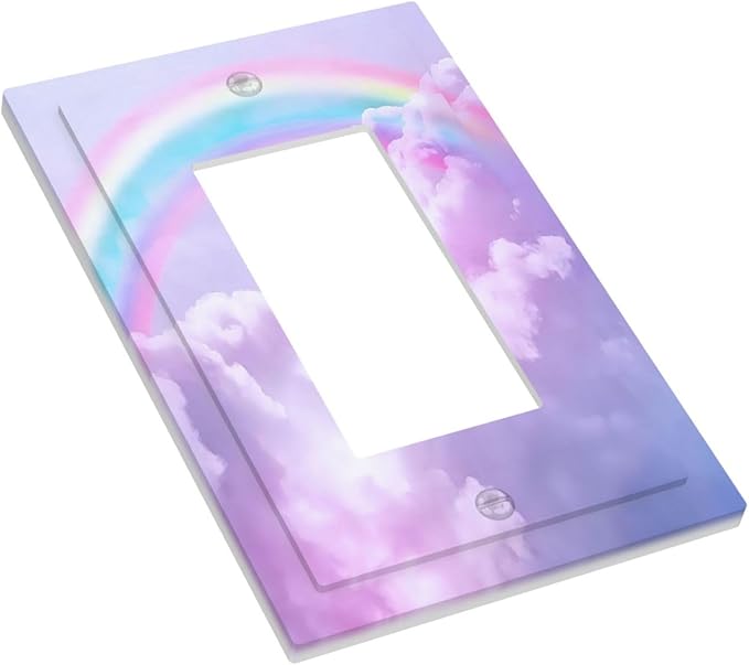 Outlet Covers Rainbow Sky with Clouds 1 Gang Duplex Light Switch Cover Plate Decorative Wall Plates Electrical Switchplate Receptacle for Bathroom Home Decor（2 Pack）