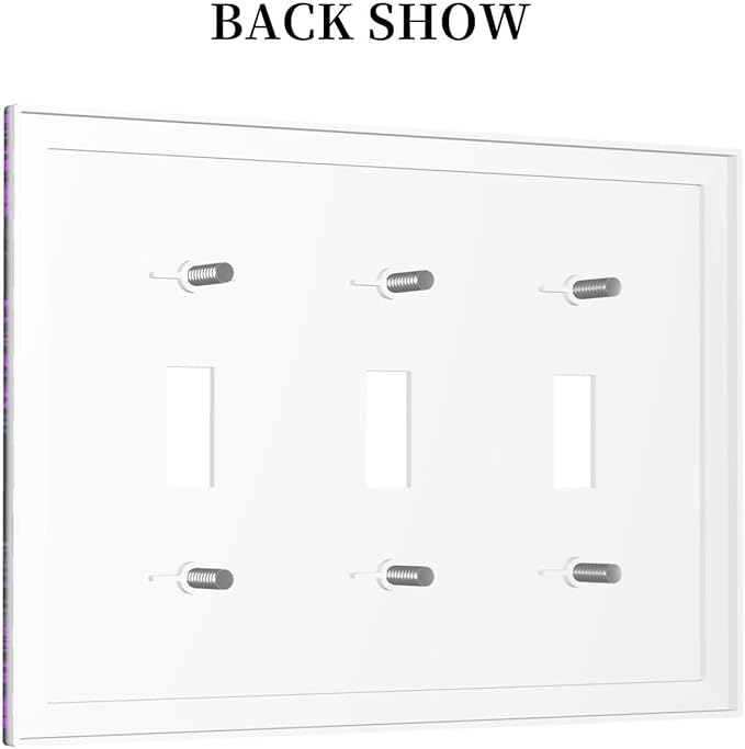 Decorative Switch Plates Gothic Style Crow Purple Flowers 3 Gang Wall Plate Faceplate Triple Toggle Light Switch Cover Electrical Wall Panels for Bedroom living Room Decor