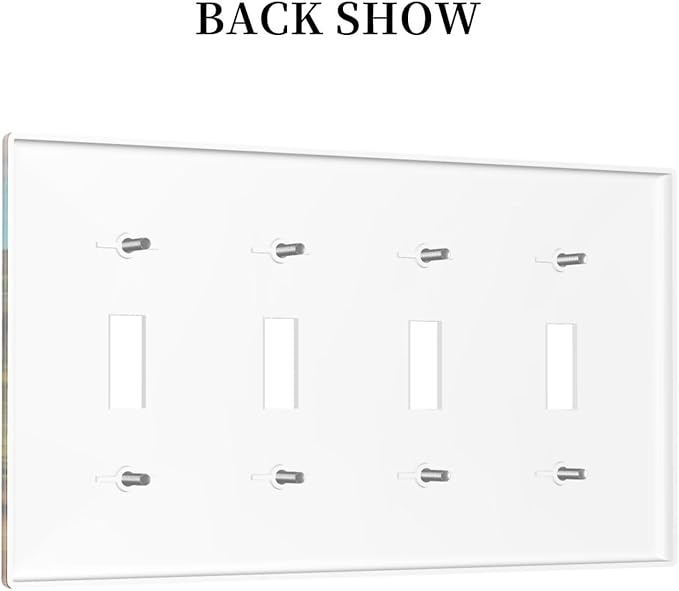 Light Switch Cover Sunset Beach Palm Tree Seascape 4 Gang Switch Plate Quad Toggle Wall Plates Tropical scenery Decorative Switchplate Electrical Outlet Cover Plates for Bathroom Home Decor