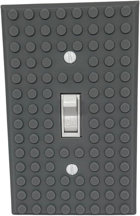 Brick Wall Plate, Single Toggle Light Switch Cover for Kids Bedroom, Game Room, 1-Gang (Gray)