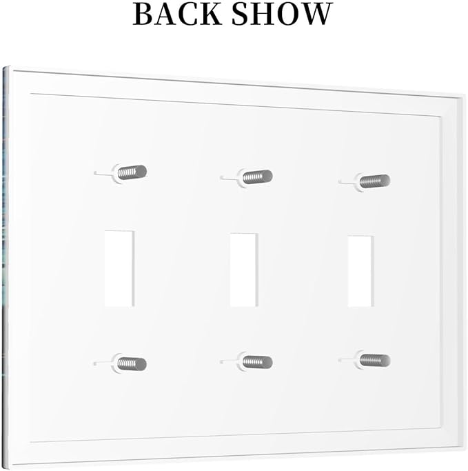 Decorative Light Switch Cover Plate Abstract Starry Night Style 3 Gang Wall Plate Triple Toggle Switch Plate Covers Electrical Outlet Cover for Home living Room Decor