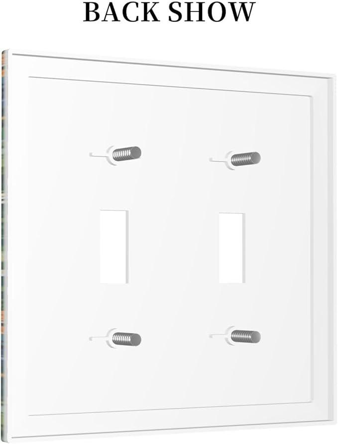 Green Funny Boho Cute Black Pets Cats Paw Double Toggle Wall Plate Cartoon Spring Garden Nursery Kid Girl Boy Kittens Decorative 2-Gang Light Switch Cover Electrical Receptacle Outlet Face Plate Cover