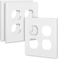 Bates Screwless Double Duplex Outlet Covers, 3 Pack, White, 2 Gang Screwless Wall Plate Cover