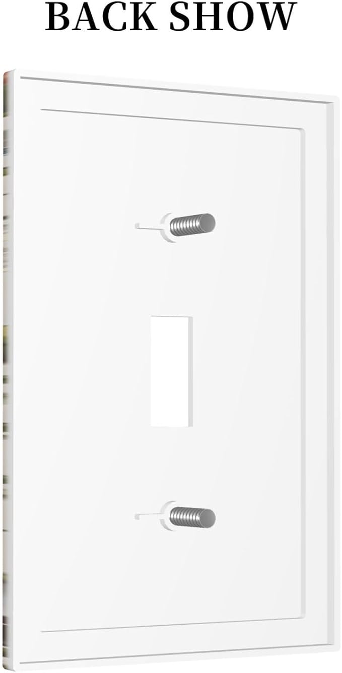 Boho Mushroom Forest Plants Wildflowers Insects Decorative Light Switch Cover 1 Gang Single Toggle Device Electrical Faceplate Switchplates Decorator Outlet Wall Plate for Kids Room Home Decor