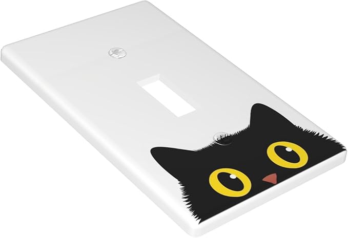 Cute Black Cat 1-Gang Toggle Light Switch Plate, Cartoon Cat Pet Lover Wall Plate for Bedroom, Bathroom & Living Room