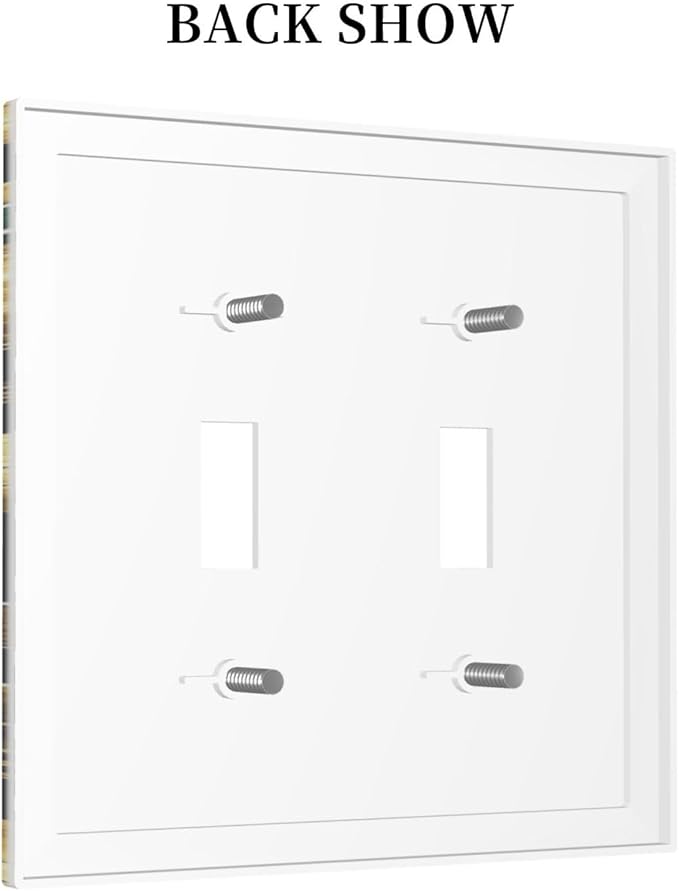 Decorative Switch Plates Vintage Dark Green Vine Leaf Golden Plants 2 Gang Double Toggle Outlet Light Switch Cover Wall Plate Electrical Faceplate for Bed Room Cabin Decor