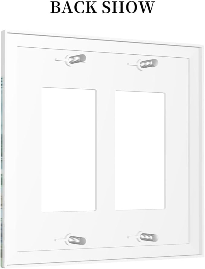 Sea Turtles Sea Coral Seaweed Ocean Jellyfish Decorative Outlet Covers 2 Gang Double GFCI Rocker Electrical Wall Panels Light Switch Cover Plate for Kids Room Bathroom Decor