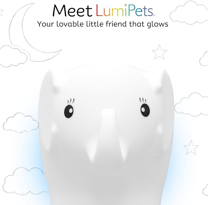 LumiPets Eggbert the Elephant Squishy Night Light for Kids | Silicone Nightlight with Tap, Remote Control | Rechargeable Color Changing Animal Light for Girls & Boys | Portable Mood Lamp With USB Cord
