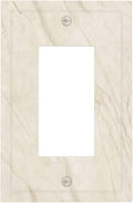 White Taupe Marble Abstract Luxury Decorative Outlet Covers 1 Gang Single Rocker Light Switch Cover Plate Wall Plates GFCI Faceplate for Bathroom Kitchen Home Decor