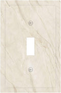 White Taupe Marble Abstract Luxury Decorative Light Switch Cover 1 Gang Single Toggle Device Electrical Faceplate Switchplates Decorator Outlet Wall Plate for Bathroom Kitchen Home Decor