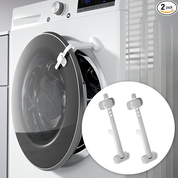 EUDEMON Baby Safety Washer/Dryer Door Stopper,Front Load Washer Door Prop for Kids, Child Washing Machine Door Holder, Safety Door Lock for Washer & Dryer (2 Pack,White)