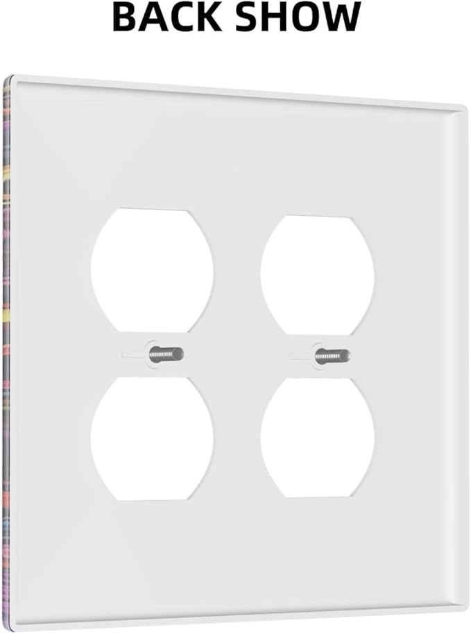 Outlet Covers Colorful Flowers Abstract Skull 2 Gang Double Duplex Decorative Light Switch Covers Electrical Wallplates Socket Faceplate For Home Living Room Decor