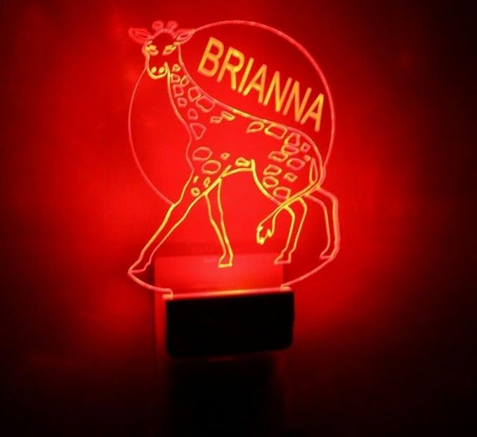 MIRROR MANIA Night Light Multi Color Personalized LED Plug-in, Ultra-Slim Touch Night Light Smart Dusk to Dawn Sensor, Kids Children's Bedroom Kitchen Bathroom Hallway Play Room Variations (Giraffe)