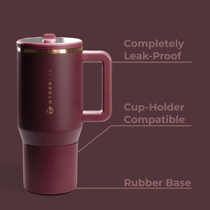 HydroJug Kids - 20 oz Insulated Kids Water Bottle with Flip Straw & Handle | Leak-Proof & Durable | Perfect for School, Sports, Lunch, Travel & Camp, Merlot