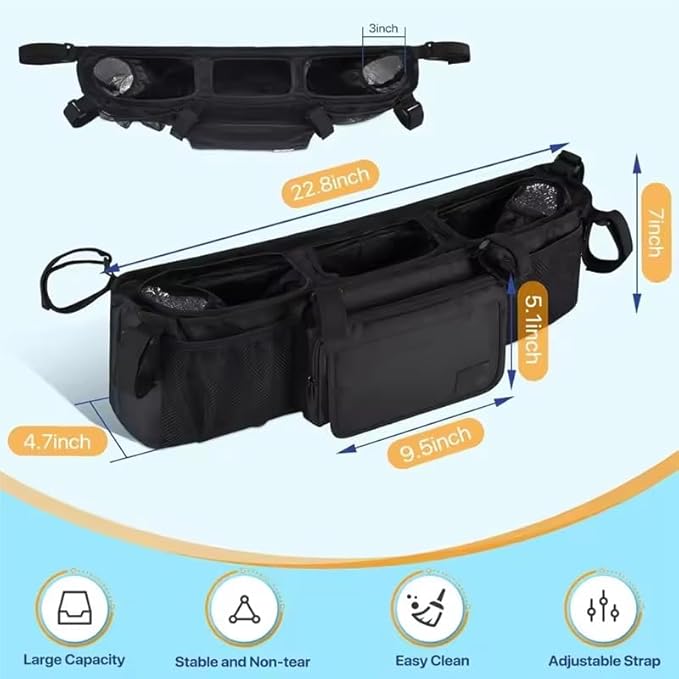 Double Baby Stroller Organizer With 2 Cooler Pockets- For Bob Duallie And Baby Jogger City Mini GT2,Double Stroller Systems