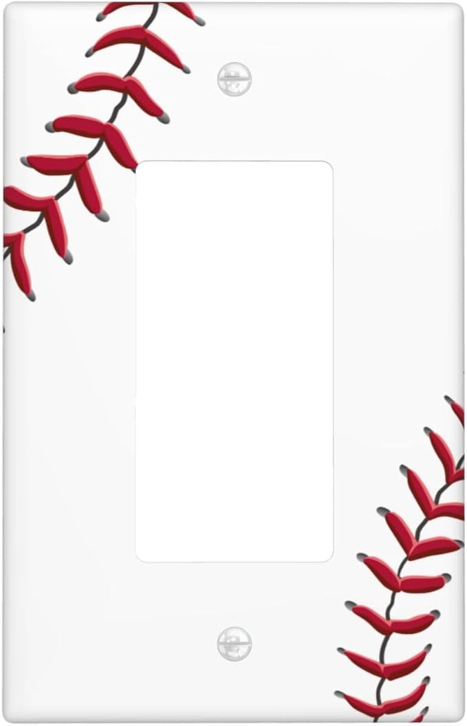Baseball Single Gang Rocker Light Switch Cover Plates Decorative Outlet Covers, 1 Gang Rocker Wall Plate