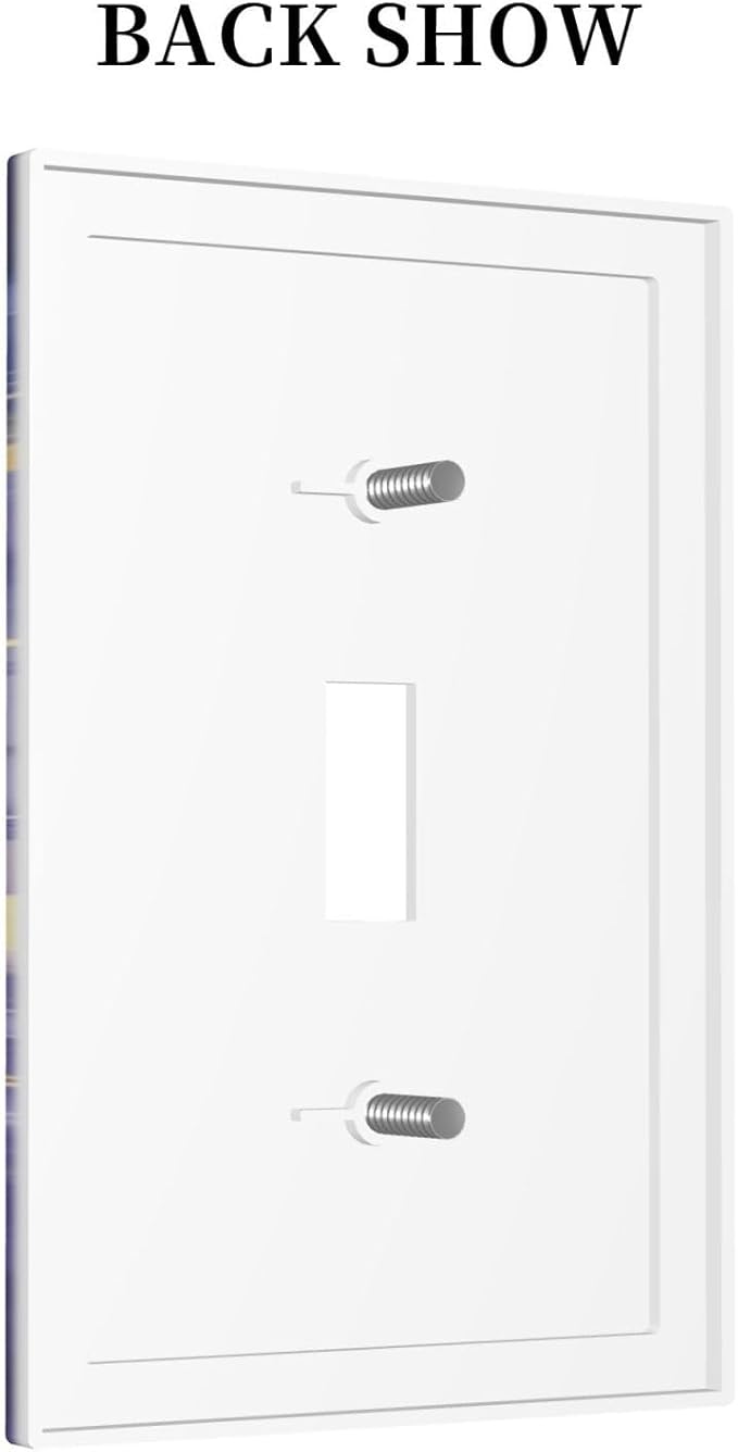 Decorative Light Switch Plate Covers Modernity Abstract Purple Golden Marble 1 Gang Wall Plate Single Toggle Switch Cover Plate Jumbo Electrical Switchplate Receptacle Faceplate