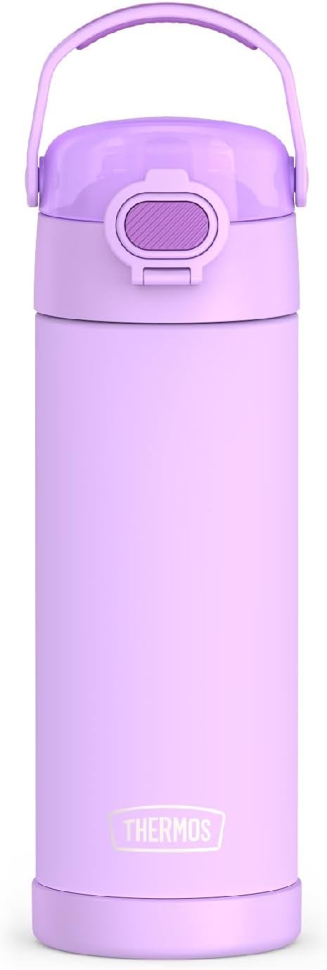 THERMOS FUNTAINER 16 Ounce Stainless Steel Vacuum Insulated Bottle with Wide Spout Lid, Neon Purple (Pack of 6)