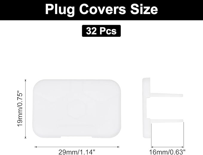 MECCANIXITY 32 Pack Outlet Covers Proofing, Plug Covers Easy Installation Electric Plug Protectors Safety Socket Cover Plugs Protector White
