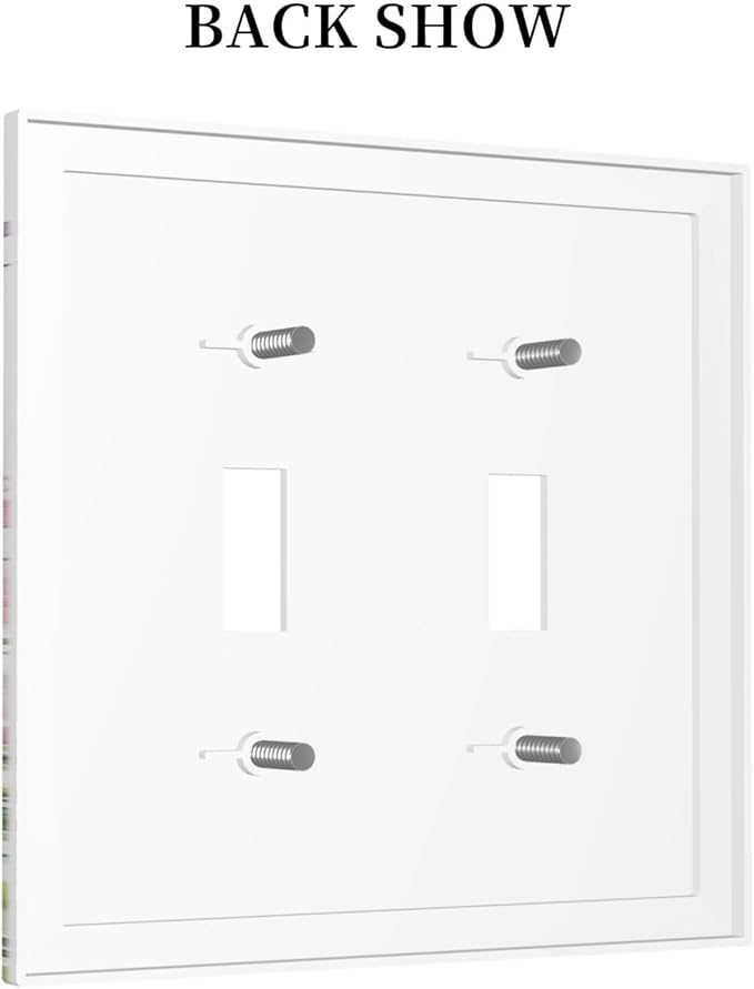 Decorative Switch Plates Boho Colorful Flowers Plant Rustic Wildflower 2 Gang Double Toggle Outlet Light Switch Cover Wall Plate Electrical Faceplate for Bed Room Bathroom Decor
