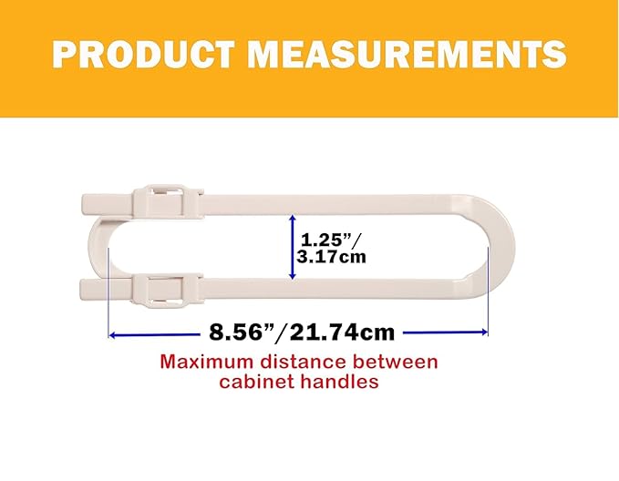 Dreambaby U Shaped Cabinet Locks - Extra Long Child Lock for Cabinets - Gliding Baby Safety Locks (6 Pack)