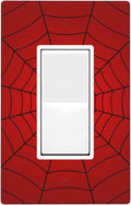 Red Spider Web 1-Gang Rocker Wall Plate, Hero Theme Cartoon Switch Plate for Boys Bedroom, Game Room & Man Cave