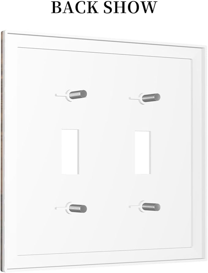 Decorative Light Switch Cover Plate Retro Brown Wood Barndoor 2 Gang Outlet Covers Double Toggle Wall Plates for Electrical Outlets Switch Plate Covers Faceplate for Farmhouse Decor