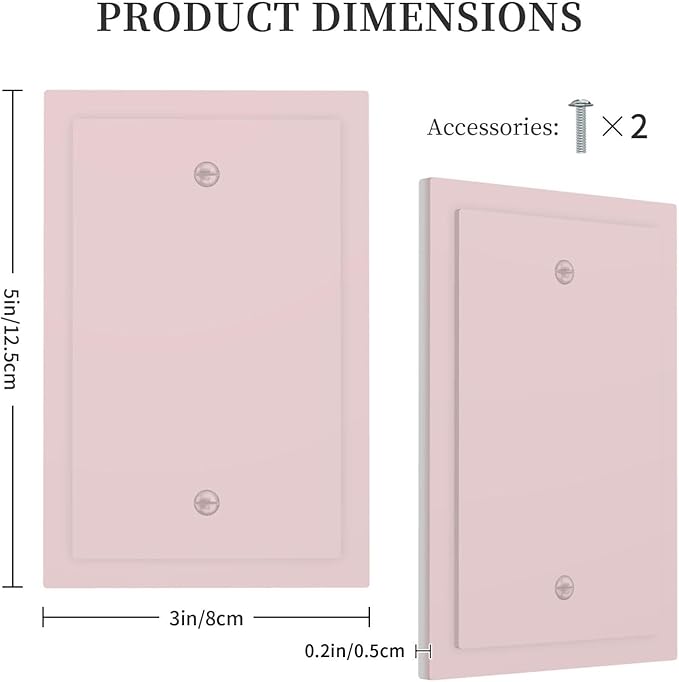 Light Pink Decorative 1 Gang No Device Blank Wall Plate, Cute Trendy Elegant Pink Blank Light Switch Cover Switchplate Electric Unused Outlet Faceplate Covers