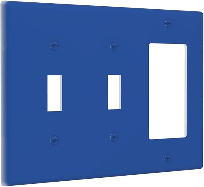 Navy Blue 3-Gang 2 Toggle 1 Rocker/GFCI Combination Light Switch Cover Decorative Solid Colored Royal Blue Triple Decorator/Toggle Combo Electrical Outlet Switch Face Plate Covers
