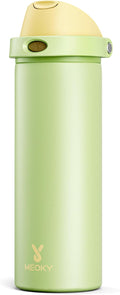 24 oz Insulated Water Bottle with Straw: Meoky Stainless Steel Metal Water Bottle with 2-in-1 Lid - Leak Proof, Cold for 24 Hours, Protective Silicone Base, BPA-Free for Sports Travel Car, Sprout