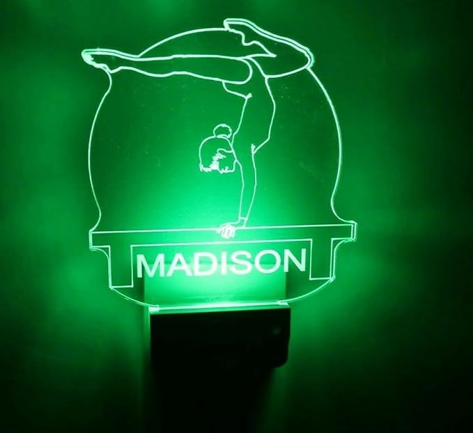Night Light Multi Color Personalized LED Plug-in, Ultra-Slim Touch Night Light Smart Dusk to Dawn Sensor, Kids Children's Bedroom Kitchen Bathroom Hallway Play Room Variations (Gymnasts Gymnastics)
