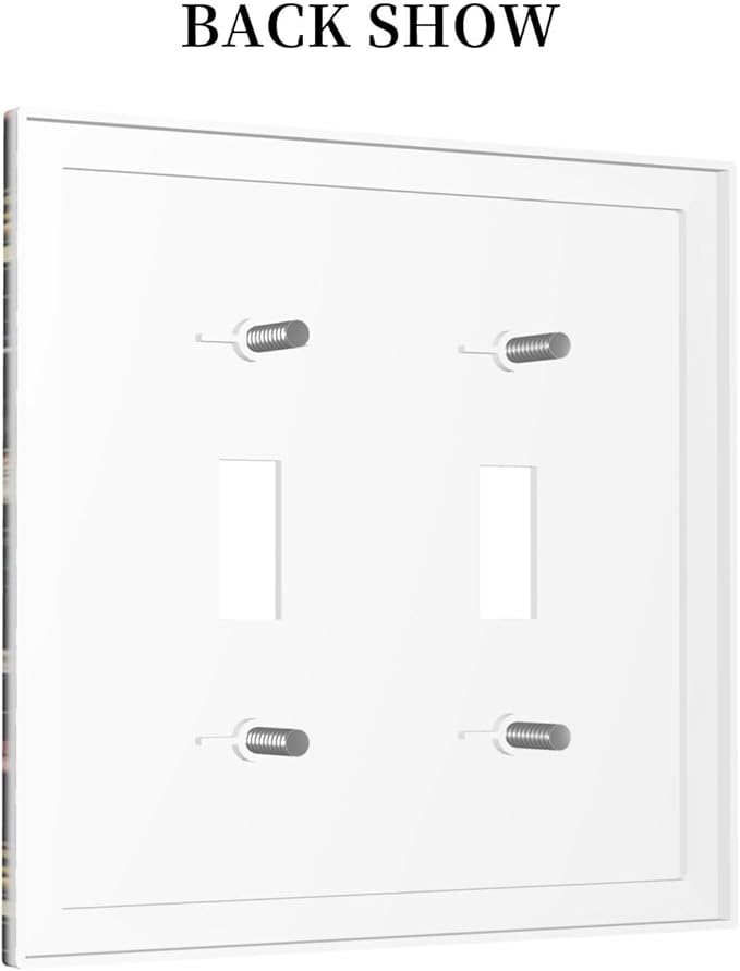 Butterfly 2 Gang Double Toggle Wall Plates Vintage Flower Leaves Light Switch Cover Decorative Dark Backgrounds Electrical Switchplate Faceplate Cute Bees Dimmer Decor for Bedroom Kitchen Bathroom