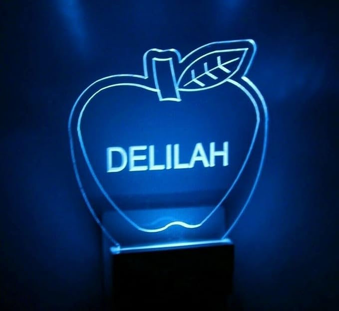 MIRROR MANIA Night Light Multi Color Personalized LED Plug-in, Ultra-Slim Touch Night Light Smart Dusk to Dawn Sensor, Kids Children's Bedroom Kitchen Bathroom Hallway Play Room Variations (Apple)