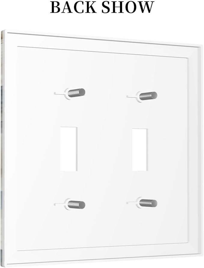 Decorative Light Switch Cover Plate Blue Rose White Flowers Rustic Floral 2 Gang Wall Plate Oversized Double Toggle Two Switch Wall Cover Plate Dual Device Electrical Face Plate