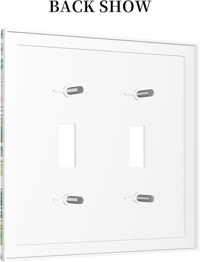 Tropical Palm Leaves Green Jungle Botanical Floral Flowers Decorative Switch Plates 2 Gang Double Toggle Outlet Light Switch Cover Wall Plate Electrical Faceplate for Bedroom Living Room Decor